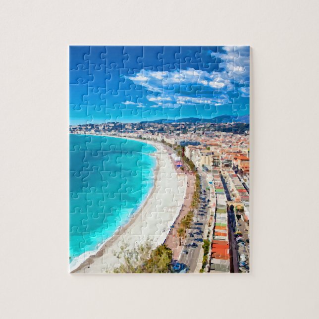 Puzzle Agradable, acuarela de la costa costa de Francia (Vertical)