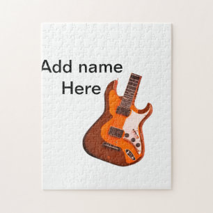 Puzzle Agrega tu nombre texto guitarra acústica marrón ed