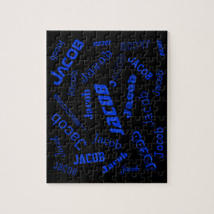 Puzzle Agregar cualquier nombre o palabra Azul y negro