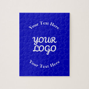 Puzzle Agregar logotipo editable azul real y texto blanco