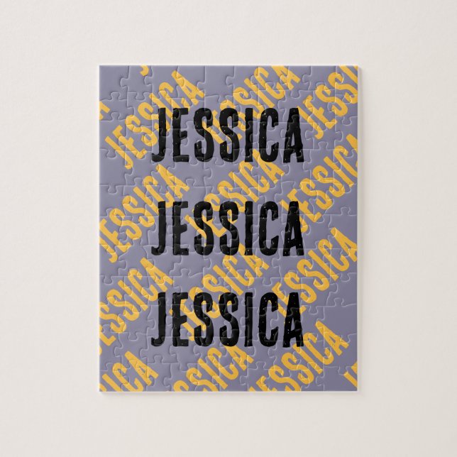 Puzzle Agregar su nombre Texto personalizado Morado (Vertical)