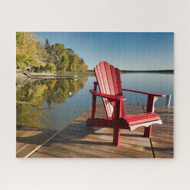 Puzzle Agua | Cátedra Adirondack en el lago (Horizontal)