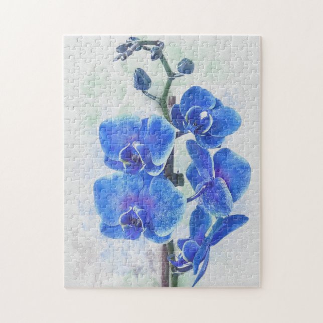 Puzzle Agua de orquídea azul botánica Art 250 Piezas (Vertical)
