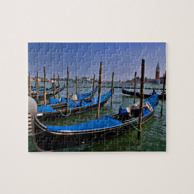 Puzzle Agua del Gran Canal con botes de gondalo alineados (Horizontal)