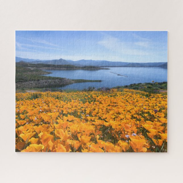 Puzzle Agua | Lago California Con Cachorros Dorados (Horizontal)