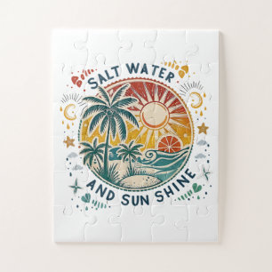 Puzzle Agua Salada y Brillo del Sol Playa Tropical Vintag