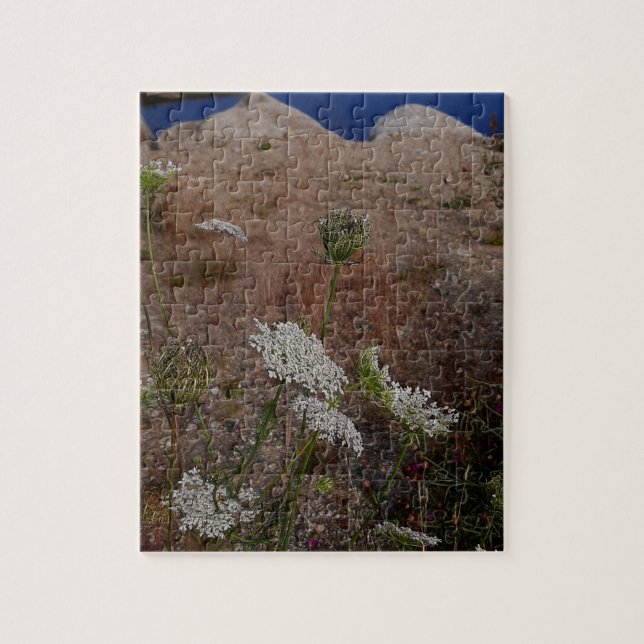 Puzzle Agua tranquila con orilla de flores silvestres (Vertical)