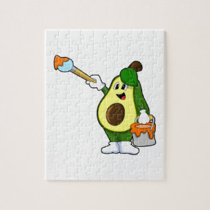 Puzzle Aguacate como pintador con pincel de pintura