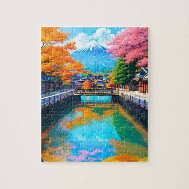 Puzzle Aguas Tranquilas: Reflejo del Mt. Fuji (Vertical)