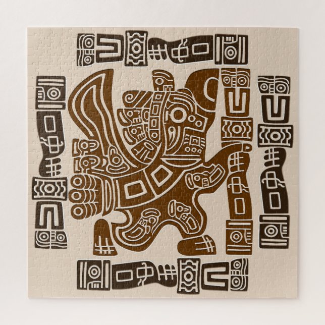 Puzzle Águila azteca guerrera arte tribal antiguo (Vertical)