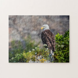 Puzzle Águila calva sentada en la roca