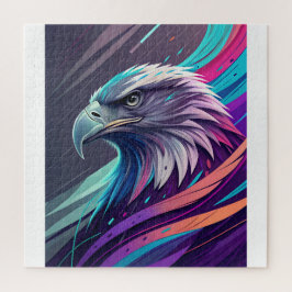 Puzzle Águila Neón Fierce — Cabeza estilizada con geométr