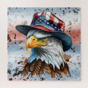 Puzzle Águila Patriótica Roja Blanca Azul América
