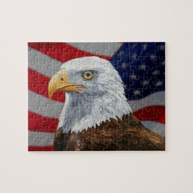 Puzzle Águila y bandera de los Estados Unidos (Horizontal)