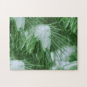 Puzzle Agujas De Pino En Invierno De Nieve Y Hielo