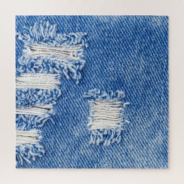 Puzzle Agujero, vaqueros de denim, textura despedazada (Vertical)