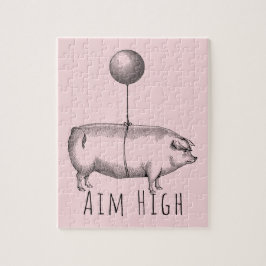 Puzzle Aim High Cute Pig and Balloon Inspirational