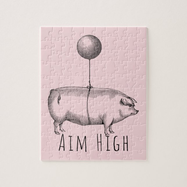 Puzzle Aim High Cute Pig and Balloon Inspirational (Vertical)