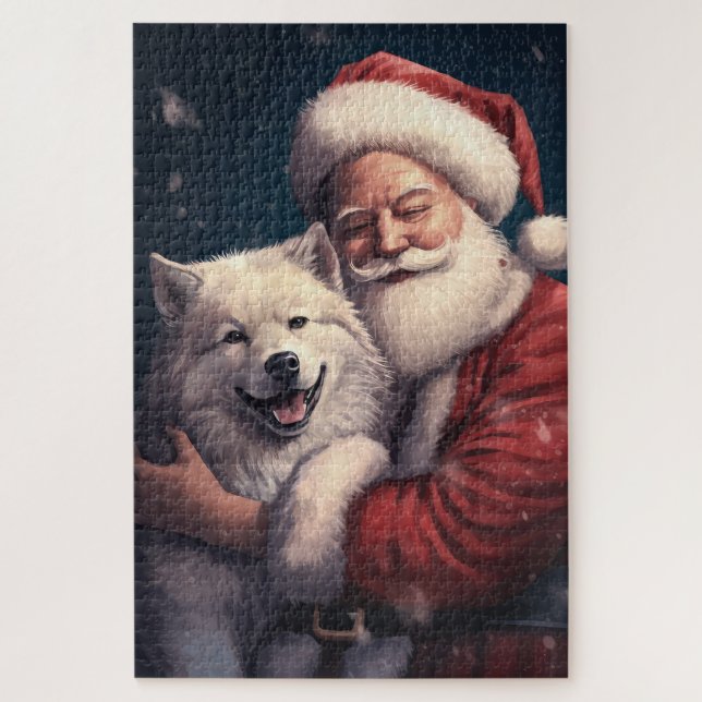 Puzzle Akita con Navidades festivos de Santa Claus (Vertical)