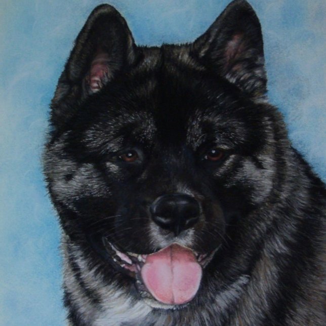 Puzzle akita de cara negra jadeando arte de retrato de pe (Subido por el creador)