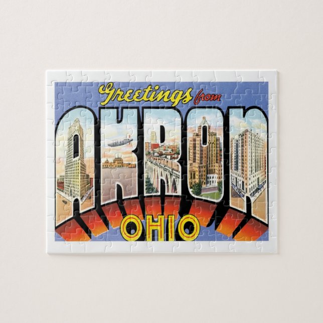 Puzzle Akron Ohio Vintage Travel (Horizontal)
