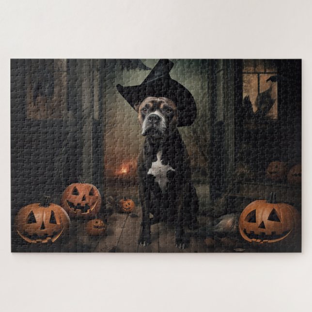 Puzzle Alarma de Halloween de las calabazas del Terrier d (Horizontal)