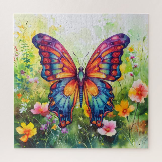 Puzzle Alas Naranjas azules de mariposa (Vertical)