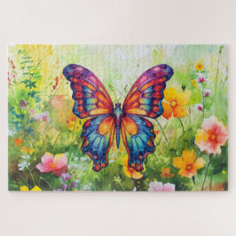 Puzzle Alas Naranjas azules de mariposa