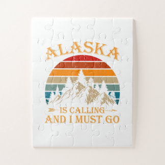 Puzzle Alaska llama naturaleza retro de las montañas
