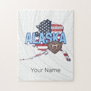Puzzle Alaska State Estados Unidos Map Vintage USA