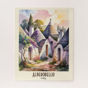Puzzle Alberobello Italia Trulli Aquarela Texto Personali