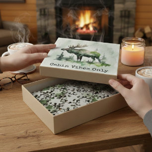 Puzzle Alce de Acuarela Rústica Personalizado Familia Bos