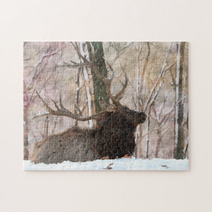 Puzzle Alce De Toro Desangrándose En La Nieve