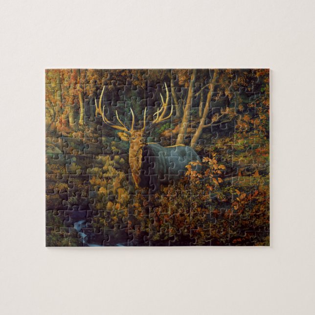 Puzzle Alce toro en bosque otoñal (Horizontal)