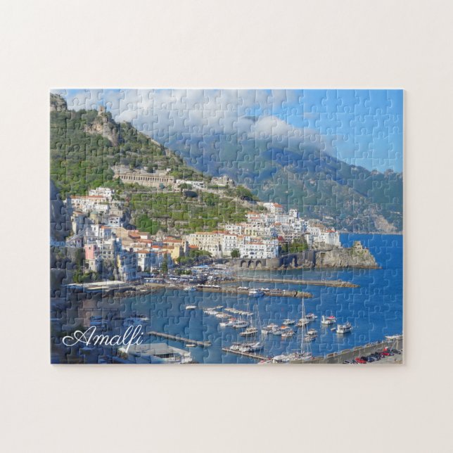 Puzzle Aldea de Amalfi y puerto Costa Italiana Paisaje (Horizontal)