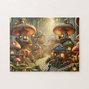 Puzzle Aldea de Hongos Gnomo Casa Encantada Cottagecore
