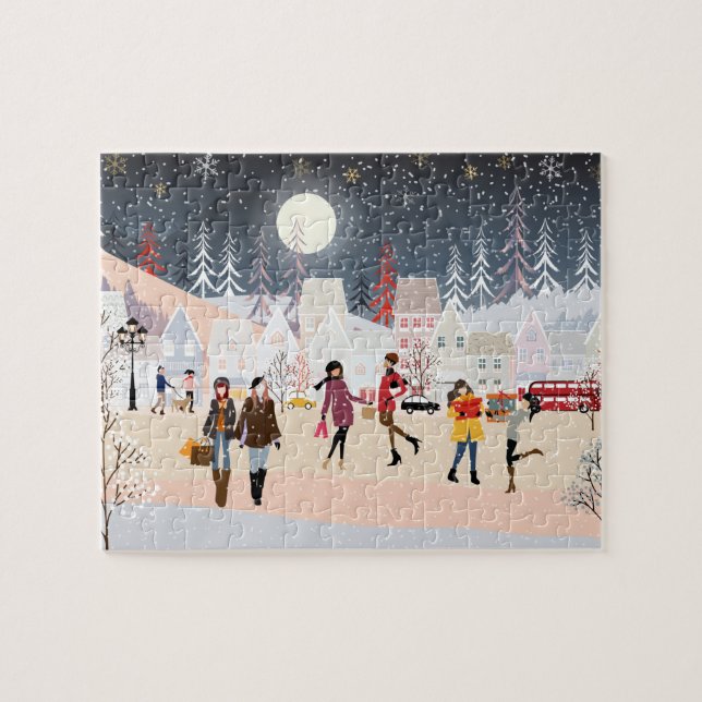 Puzzle Aldea de Navidades de vacaciones de invierno (Horizontal)