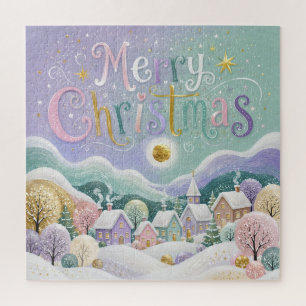 Puzzle Aldea Invernal de Pastel de Navidad Casas de Nieve