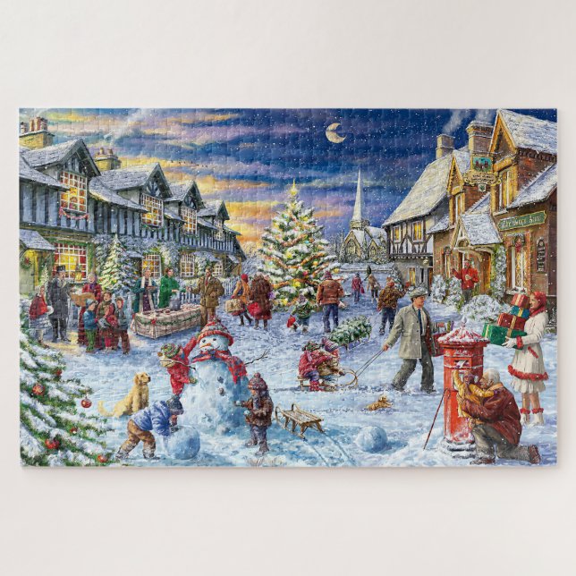 Puzzle Aldea navidad Snowfall Jigsaw (Horizontal)