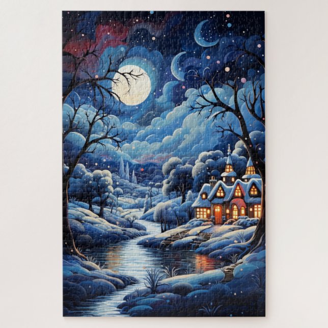 Puzzle Aldea nocturna de 20" * 30", 1014 piezas (Vertical)
