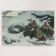 Aldea quemada en invierno (por Albert Edelfelt)