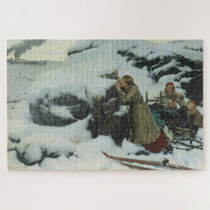 Puzzle Aldea quemada en invierno (por Albert Edelfelt)