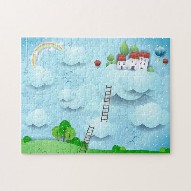 Puzzle Aldea sobre las nubes (Horizontal)