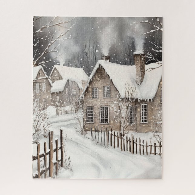 Puzzle Aldeas de invierno nevadas (Vertical)