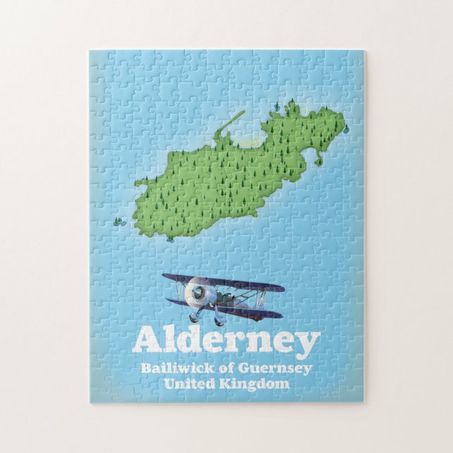 Puzzle Alderney Bailiwick de Guernsey Mapa del Reino Unid (Vertical)