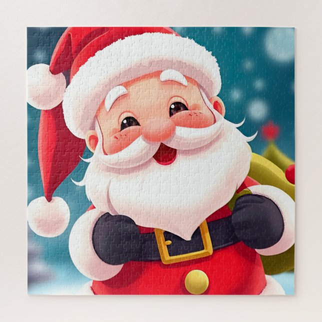 Puzzle Alegre Ilustracion de Santa Claus celebrando (Vertical)