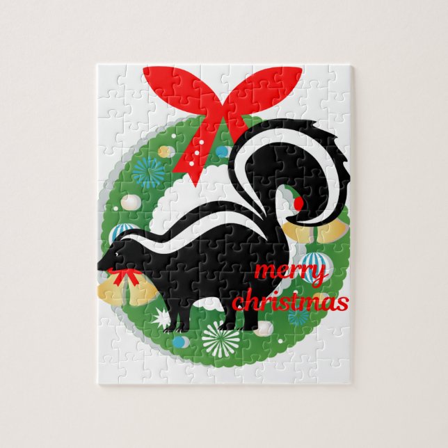 Puzzle alegre navidad skunk (Vertical)