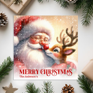 Puzzle Alegre Santa Claus Rudolph Personalizado Niños Hol