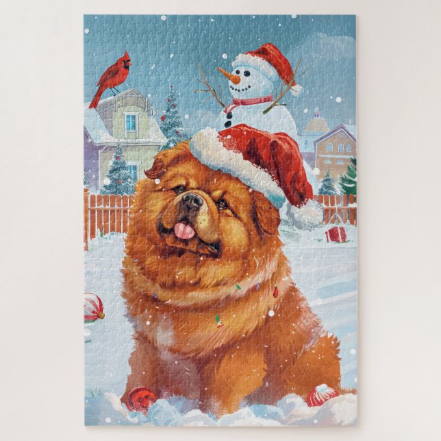 Puzzle Alegría de los Navidades Chow Chow Winter Wonderla (Vertical)