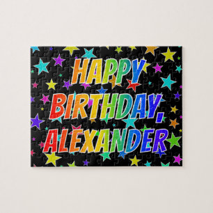 Puzzle "ALEXANDER" Nombre, Divertido "FELIZ CUMPLEAÑOS"